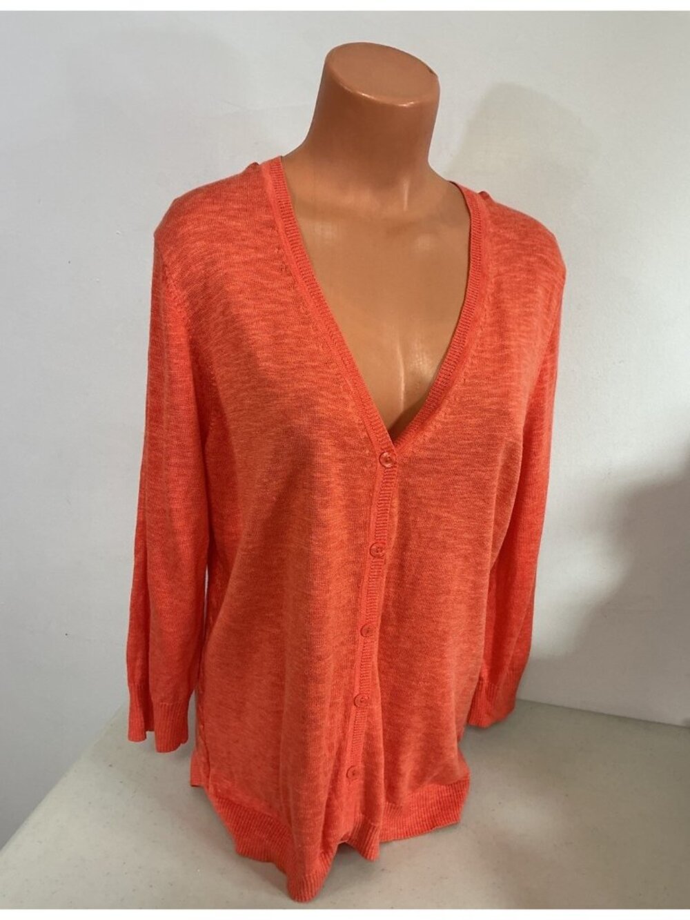 Orange Cardigan Sweater Lightweight Womens XL